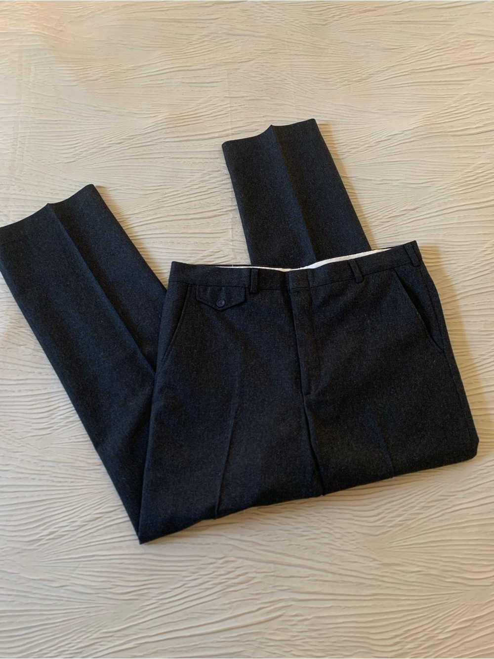 Vintage Charcoal Gray Wool Flat Front Trousers/Pants, size 36x31.5